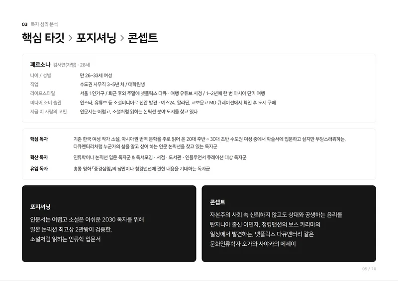 스텔스 베스트셀러 도서 분석 5쪽 · 핵심 타깃 › 포지셔닝 › 콘셉트